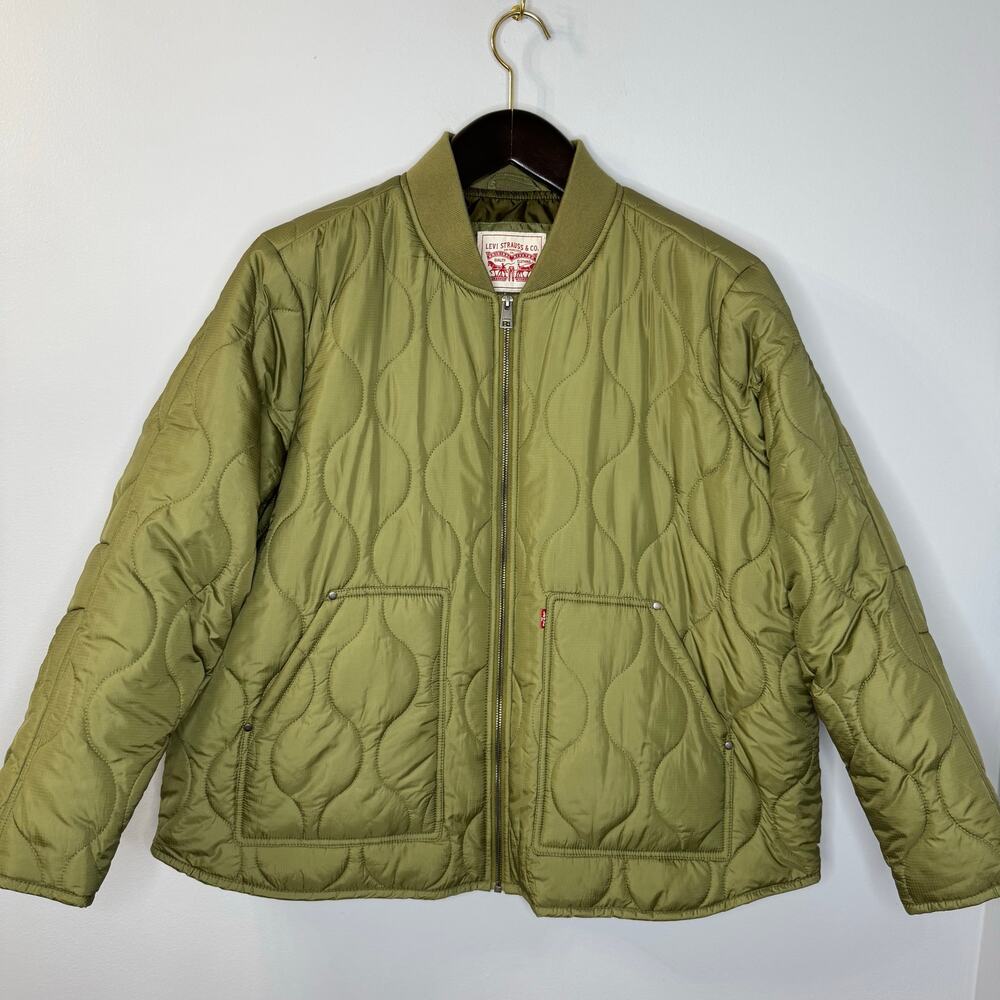 Levi's Onion Quilted Liner Jacket Full zip Lightweight Bomber Green Women's 2X - Picture 4 of 14